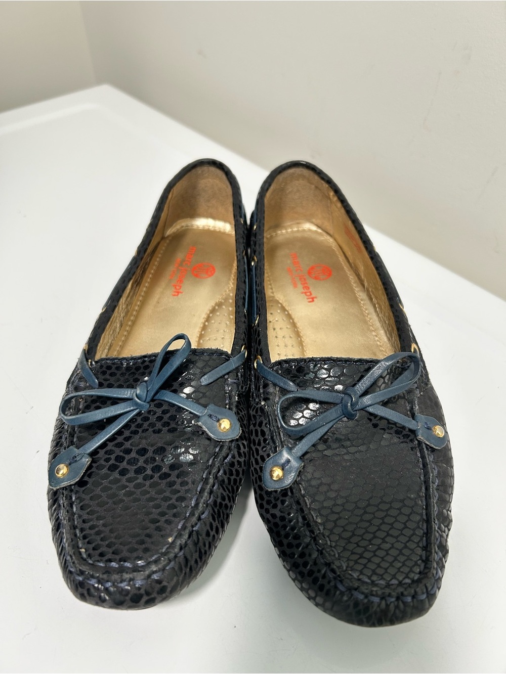 Marc Joseph Cypress Hill Navy Leather Loafers Size 7